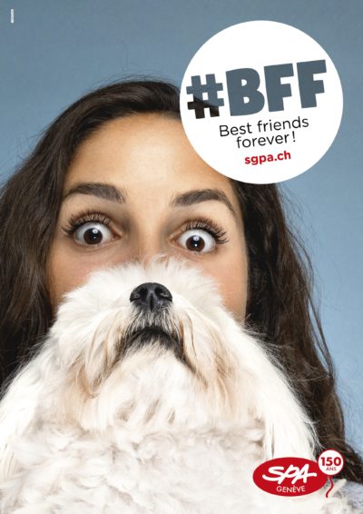 une femme et son chien, campagne d'adoption "Best Friends Forever", réalisée pour la SGPA