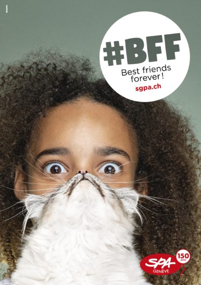 jeune fille et son chat, Campagne "BFF", réalisée avec M&C Saatchi Genève